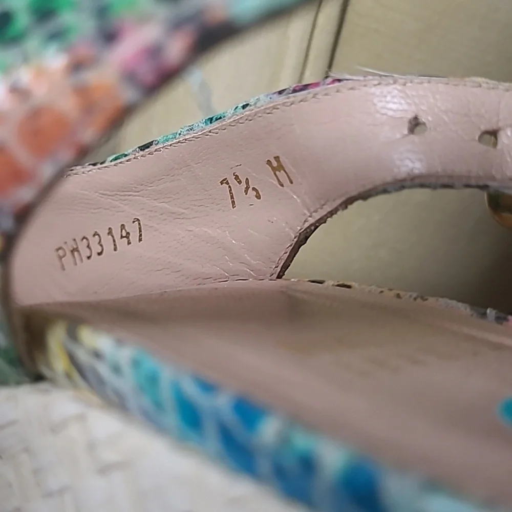 Stewart Weitzman Rainbow colored wedge sandals. Size 7.5
